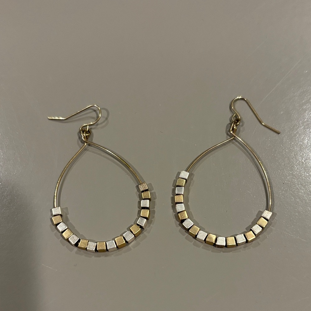 Elegant Gold and Silver Teardrop Earrings